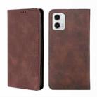 For Motorola Moto G73 5G Skin Feel Magnetic Horizontal Flip Leather Phone Case(Dark Brown) - 1