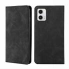 For Motorola Moto G73 5G Skin Feel Magnetic Horizontal Flip Leather Phone Case(Black) - 1