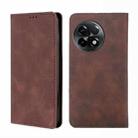 For OnePlus Ace 2/11R Skin Feel Magnetic Horizontal Flip Leather Phone Case(Dark Brown) - 1