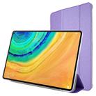 For Huawei Matepad 10.4 TPU Silk Texture Three-fold Horizontal Flip Leather Case with Holder(Purple) - 1