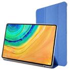 For Huawei Matepad 10.4 TPU Silk Texture Three-fold Horizontal Flip Leather Case with Holder(Blue) - 1