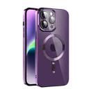 For iPhone 14 CD Texture Plating TPU MagSafe Phone Case with Lens Film(Dark Purple) - 1