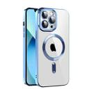 For iPhone 13 CD Texture Plating TPU MagSafe Phone Case with Lens Film(Sierra Blue) - 1