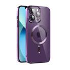 For iPhone 13 Pro CD Texture Plating TPU MagSafe Phone Case with Lens Film(Dark Purple) - 1