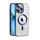 For iPhone 13 Pro CD Texture Plating TPU MagSafe Phone Case with Lens Film(Royal Blue) - 1