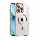 For iPhone 13 Pro CD Texture Plating TPU MagSafe Phone Case with Lens Film(Brown) - 1