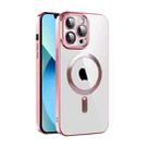 For iPhone 13 Pro CD Texture Plating TPU MagSafe Phone Case with Lens Film(Pink) - 1