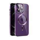 For iPhone 12 CD Texture Plating TPU MagSafe Phone Case with Lens Film(Dark Purple) - 1