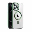 For iPhone 12 CD Texture Plating TPU MagSafe Phone Case with Lens Film(Dark Green) - 1