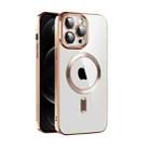 For iPhone 12 CD Texture Plating TPU MagSafe Phone Case with Lens Film(Brown) - 1