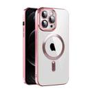 For iPhone 12 CD Texture Plating TPU MagSafe Phone Case with Lens Film(Pink) - 1