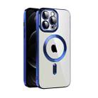 For iPhone 12 Pro CD Texture Plating TPU MagSafe Phone Case with Lens Film(Royal Blue) - 1