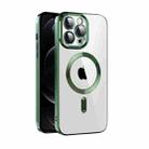 For iPhone 12 Pro CD Texture Plating TPU MagSafe Phone Case with Lens Film(Dark Green) - 1