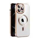 For iPhone 12 Pro Max CD Texture Plating TPU MagSafe Phone Case with Lens Film(Brown) - 1
