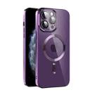 For iPhone 11 CD Texture Plating TPU MagSafe Phone Case with Lens Film(Dark Purple) - 1