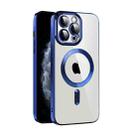 For iPhone 11 CD Texture Plating TPU MagSafe Phone Case with Lens Film(Royal Blue) - 1