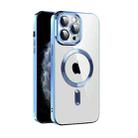 For iPhone 11 CD Texture Plating TPU MagSafe Phone Case with Lens Film(Sierra Blue) - 1