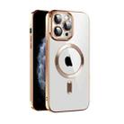For iPhone 11 CD Texture Plating TPU MagSafe Phone Case with Lens Film(Brown) - 1