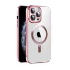 For iPhone 11 CD Texture Plating TPU MagSafe Phone Case with Lens Film(Pink) - 1