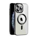 For iPhone 11 Pro Max CD Texture Plating TPU MagSafe Phone Case with Lens Film(Black) - 1