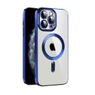 For iPhone 11 Pro Max CD Texture Plating TPU MagSafe Phone Case with Lens Film(Royal Blue) - 1