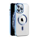 For iPhone 11 Pro Max CD Texture Plating TPU MagSafe Phone Case with Lens Film(Sierra Blue) - 1