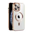 For iPhone 11 Pro Max CD Texture Plating TPU MagSafe Phone Case with Lens Film(Brown) - 1