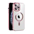 For iPhone 11 Pro Max CD Texture Plating TPU MagSafe Phone Case with Lens Film(Pink) - 1