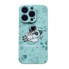 For iPhone 14 Liquid Silicone Straight Side Phone Case(Green Astronaut) - 1