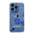 For iPhone 14 Pro Liquid Silicone Straight Side Phone Case(Blue Astronaut) - 1