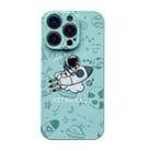 For iPhone 11 Liquid Silicone Straight Side Phone Case(Green Astronaut) - 1
