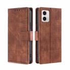 For Motorola Moto G73 5G Skin Feel Crocodile Magnetic Clasp Leather Phone Case(Brown) - 1