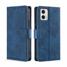 For Motorola Moto G73 5G Skin Feel Crocodile Magnetic Clasp Leather Phone Case(Blue) - 1