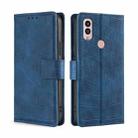 For Kyocera Android One S10 Skin Feel Crocodile Magnetic Clasp Leather Phone Case(Blue) - 1