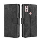 For Kyocera Android One S10 Skin Feel Crocodile Magnetic Clasp Leather Phone Case(Black) - 1