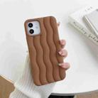 For iPhone 14 Pro Max Skin Feel 3D Water Wave Texture Phone Case(Brown) - 1