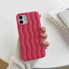 For iPhone 11 Skin Feel 3D Water Wave Texture Phone Case(Rose Red) - 1