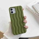 For iPhone 11 Skin Feel 3D Water Wave Texture Phone Case(Olive Green) - 1