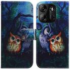 For Tecno Spark Go 2023 / Pop 7 Pro Coloured Drawing Flip Leather Phone Case(Oil Painting Owl) - 1