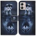 For Motorola Moto G13 / G23 / G53 Coloured Drawing Flip Leather Phone Case(Wolf and Dog) - 1