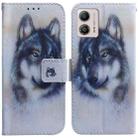 For Motorola Moto G13 / G23 / G53 Coloured Drawing Flip Leather Phone Case(White Wolf) - 1