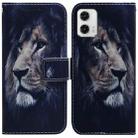 For Motorola Moto G73 Coloured Drawing Flip Leather Phone Case(Lion) - 1