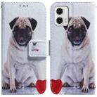 For Motorola Moto G73 Coloured Drawing Flip Leather Phone Case(Pug) - 1