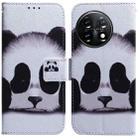 For OnePlus 11 Coloured Drawing Flip Leather Phone Case(Panda) - 1