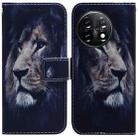 For OnePlus 11 Coloured Drawing Flip Leather Phone Case(Lion) - 1