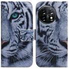 For OnePlus 11 Coloured Drawing Flip Leather Phone Case(Tiger) - 1