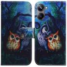 For Realme 10 Pro 5G Coloured Drawing Flip Leather Phone Case(Oil Painting Owl) - 1