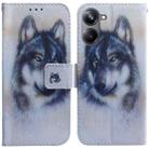 For Realme 10 Pro 5G Coloured Drawing Flip Leather Phone Case(White Wolf) - 1