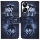 For Realme 10 Pro+ Coloured Drawing Flip Leather Phone Case(Wolf and Dog) - 1