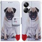 For Realme 10 Pro+ Coloured Drawing Flip Leather Phone Case(Pug) - 1